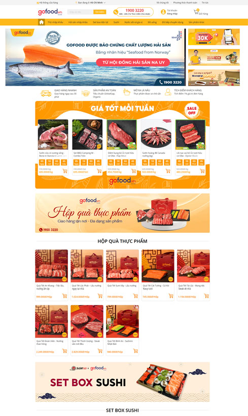 thiết kế website bán đồ ăn hải sản tươi sống