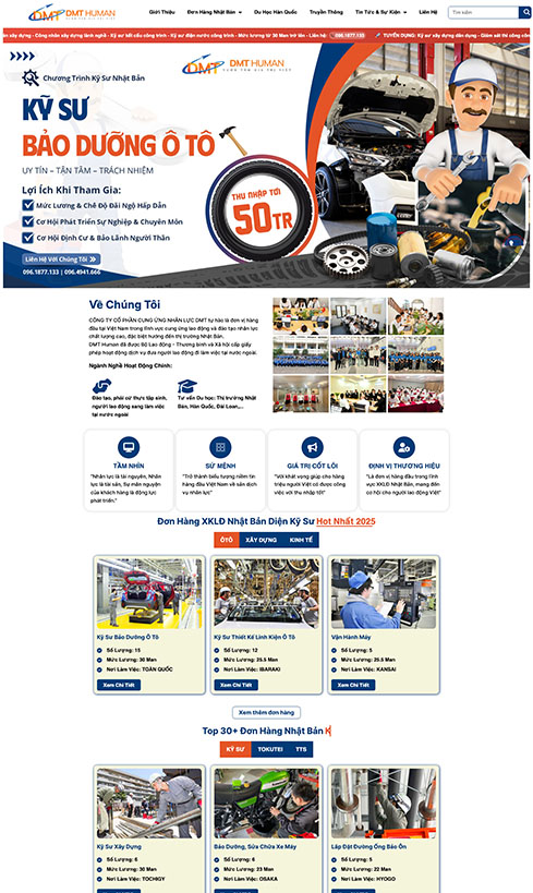 thiết kế website xuất khẩu lao động