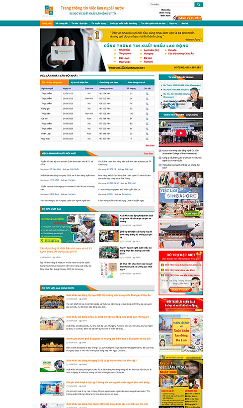 thiết kế website xuất khẩu lao động