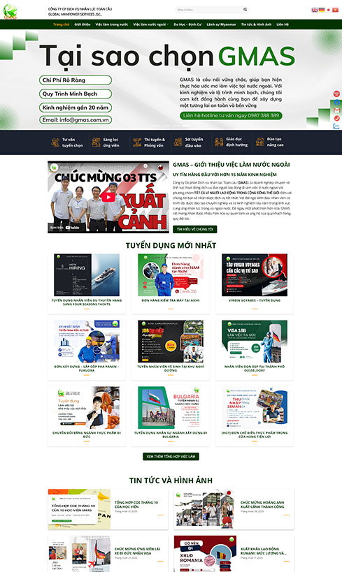 thiết kế website xuất khẩu lao động