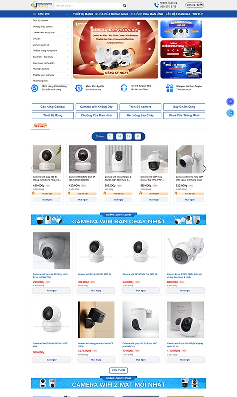 thiết kế website camera, thiết kế website bán camera, bán camera quan sát, thiết bị viễn thông, dịch vụ lắp đặt camera