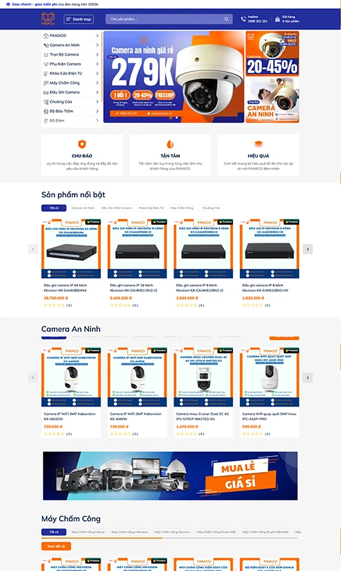 thiết kế website camera, thiết kế website bán camera, bán camera quan sát, thiết bị viễn thông, dịch vụ lắp đặt camera