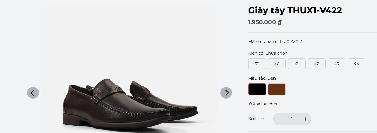 thiết kế website bán giày