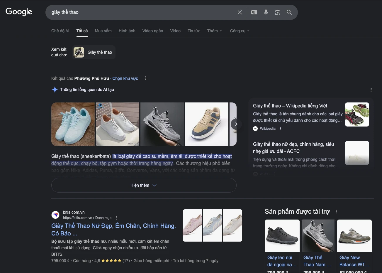 thiết kế website bán giày