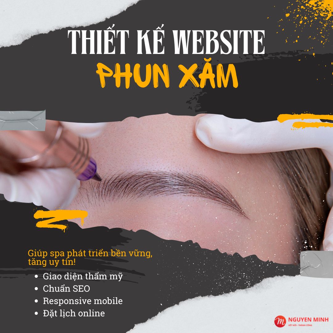 thiết kế website phun xăm, thiết kế website phun xăm chân mày, thiết kế website đào tạo học viên phun xăm
