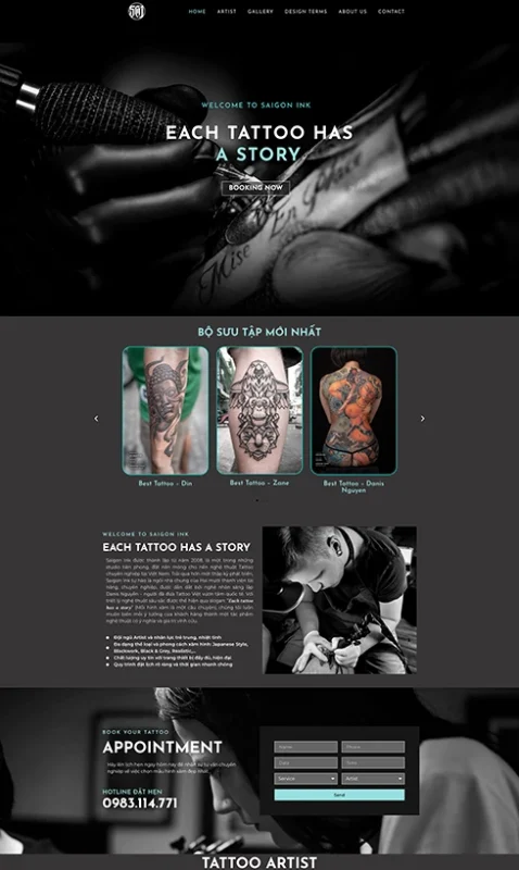 thiết kế website xăm hình nghệ thuật, thiết kế website tiệm xăm tattoo, thiết kế website xăm studio, thiết kế website xăm tattoo, thiết kế website dịch vụ xăm