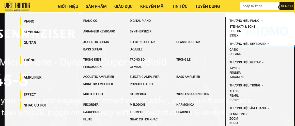 thiết kế website nhạc cụ, thiết kế website bán nhạc cụ, thiết kế website kinh doanh nhạc cụ