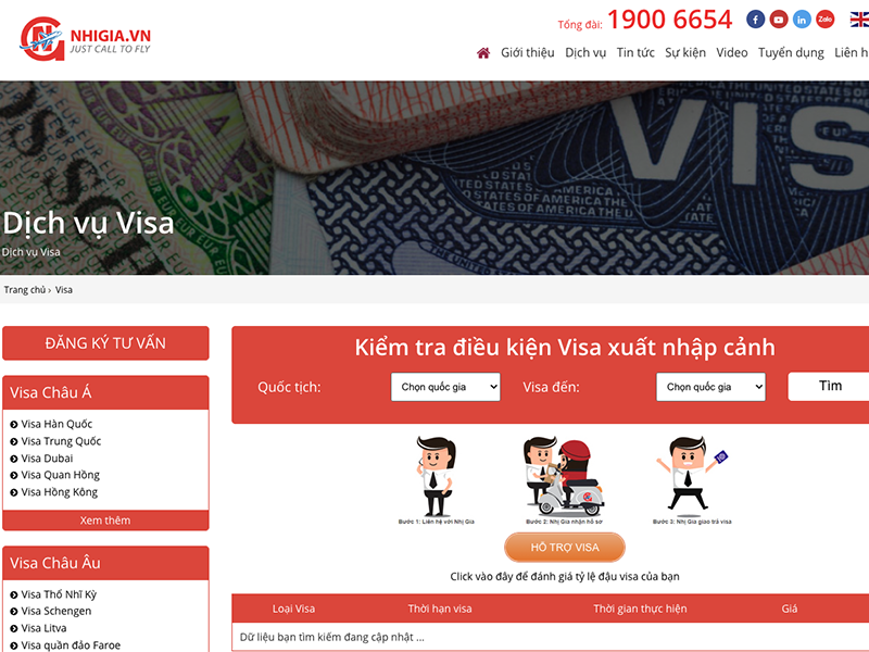 thiết kế website visa
