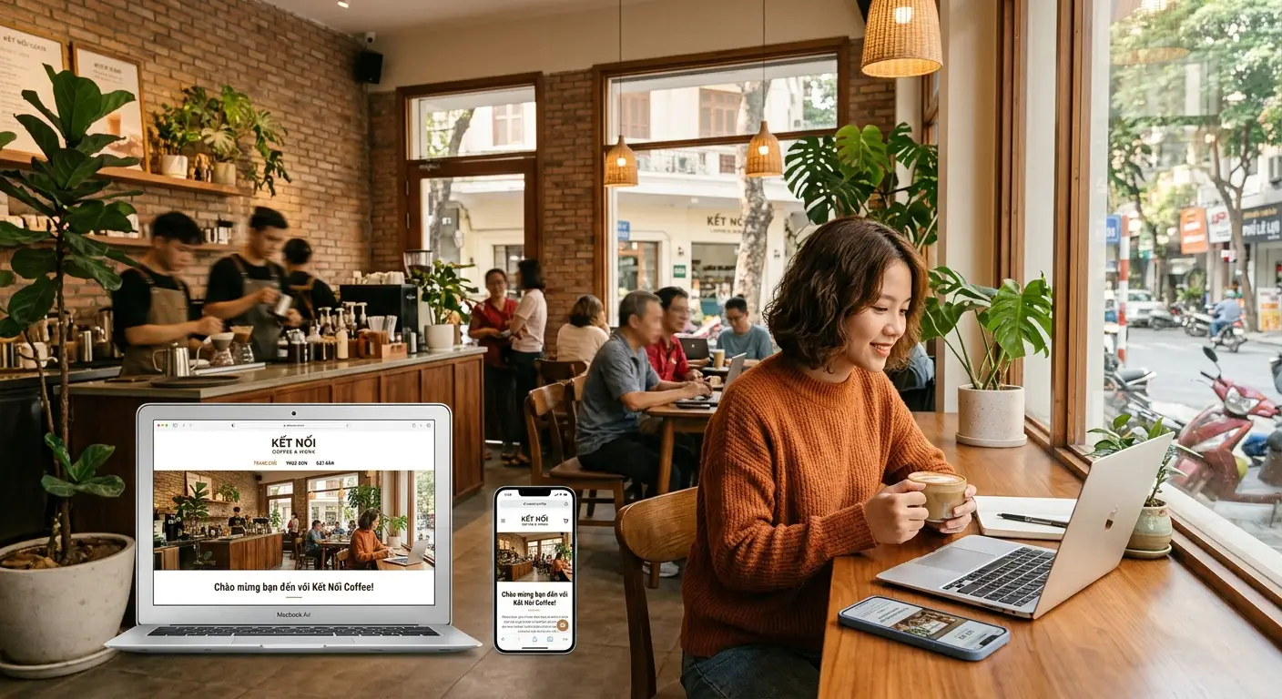 thiết kế website quán cà phê, thiết kế website cafe, thiết kế web quán cafe, làm website quán cà phê