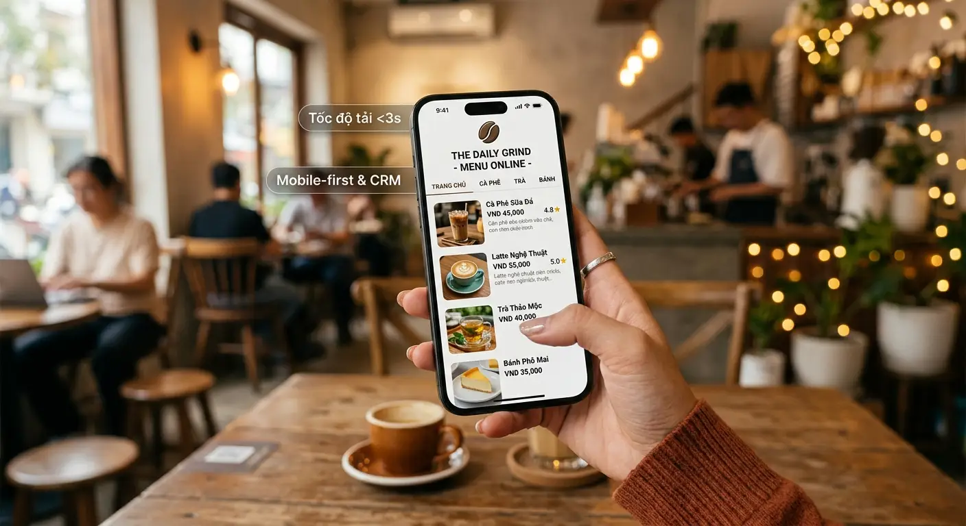thiết kế website quán cà phê, thiết kế website cafe, thiết kế web quán cafe, làm website quán cà phê
