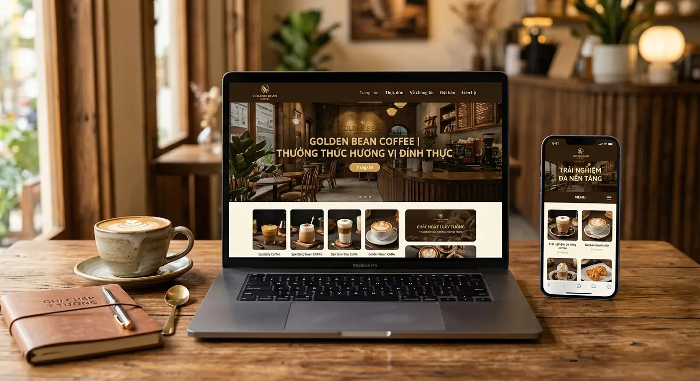 thiết kế website quán cà phê, thiết kế website cafe, thiết kế web quán cafe, làm website quán cà phê