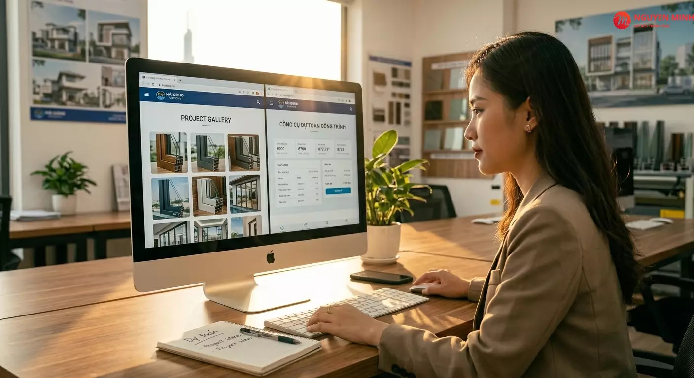 thiết kế website nhôm kính, thiết kế website cửa nhôm kính, website bán cửa nhôm kính, website công ty nhôm kính